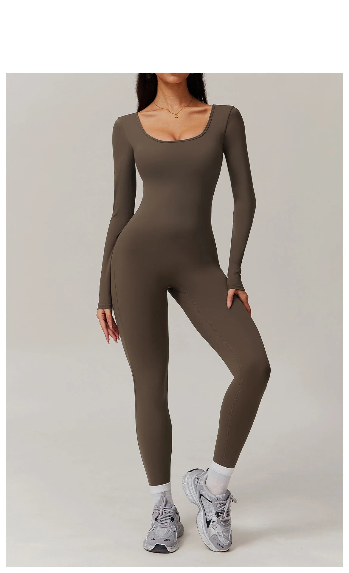 Long Sleeve Sexy Back U Jumpsuit