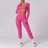 Tracksuit Push Up Long Sleeve Crop Top With hight Waist Leggings 2PCS Set