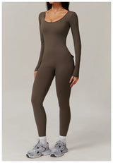 Long Sleeve Sexy Back U Jumpsuit