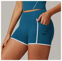 Elastic Yoga Shorts High Waist With pocket