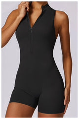 Stretch Training Zipper Sportswear Jumpsuit