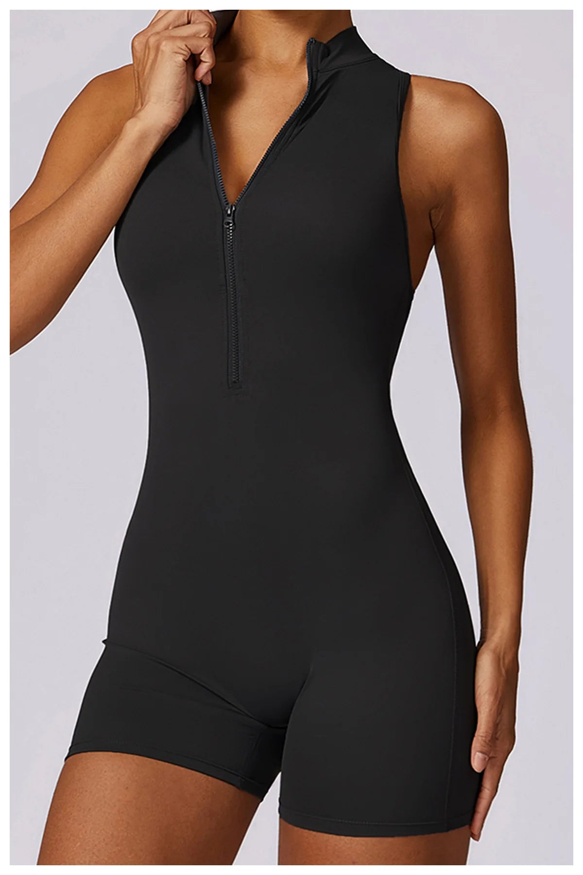 Stretch Training Zipper Sportswear Jumpsuit