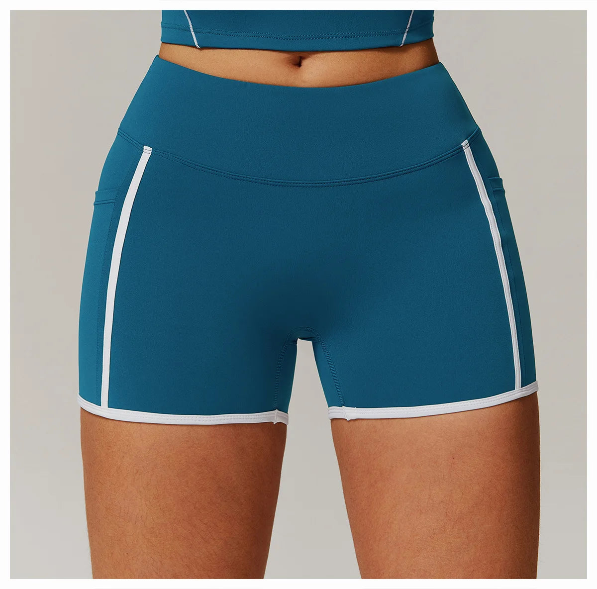 Elastic Yoga Shorts High Waist With pocket