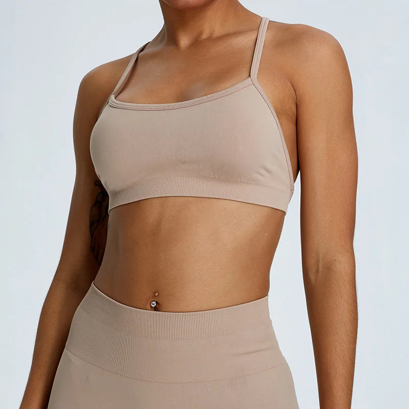 Sexy Cross Strap Seamless Sports Bra