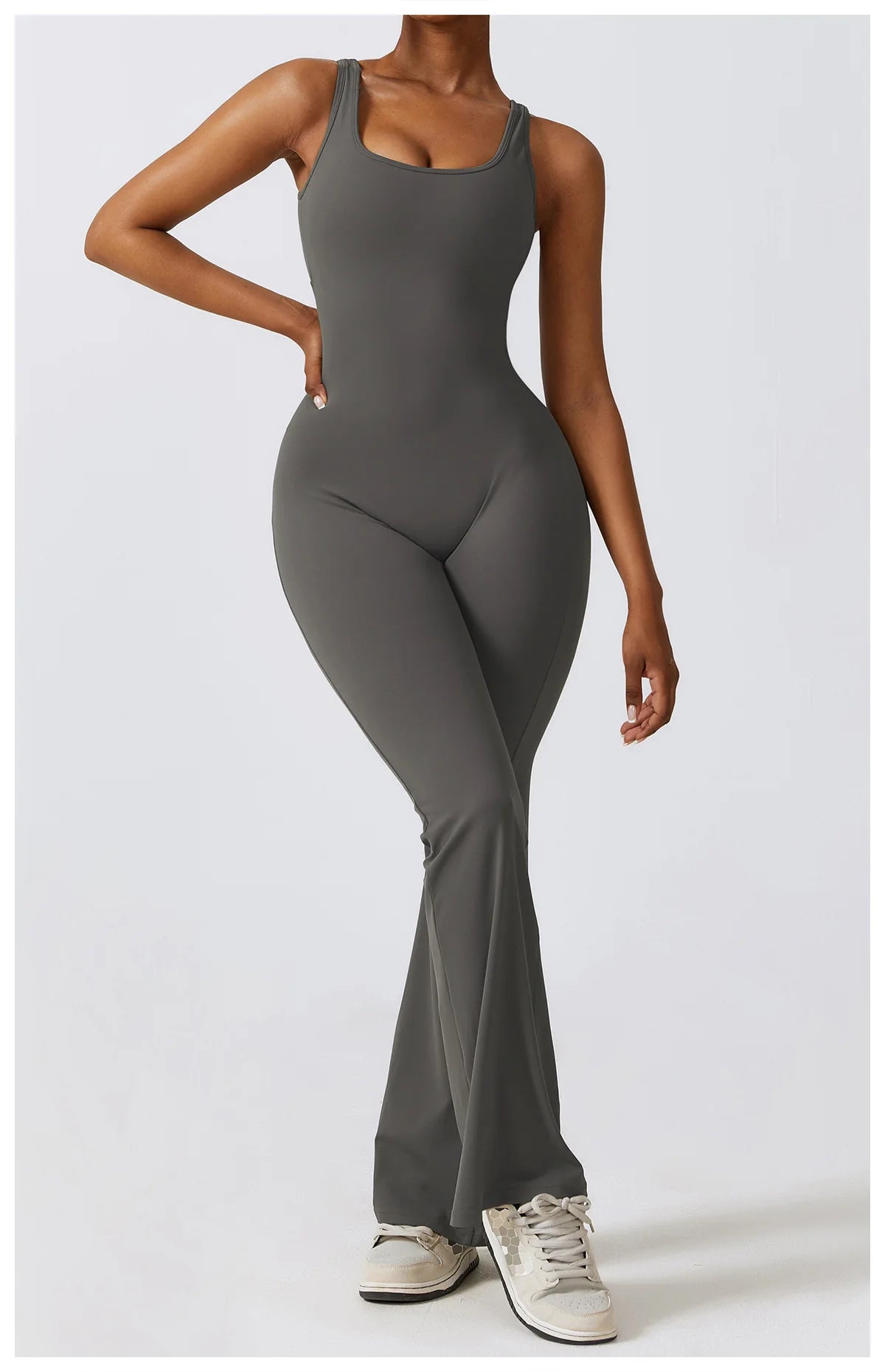 One-Piece Stretch V Back Jumpsuit