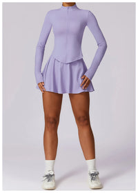 Sports Set with Long Sleeve Fitness Top Sports and Short Skirt