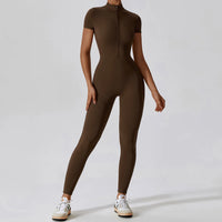 Tracksuit One-Piece Zipper Short Sleeve  Jumpsuits