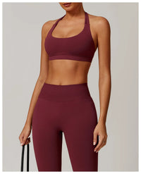 Seamless Halter Open Back Sports Bra