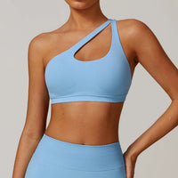 Seamless Push Up One Shoulder Shockproof Sports Bra