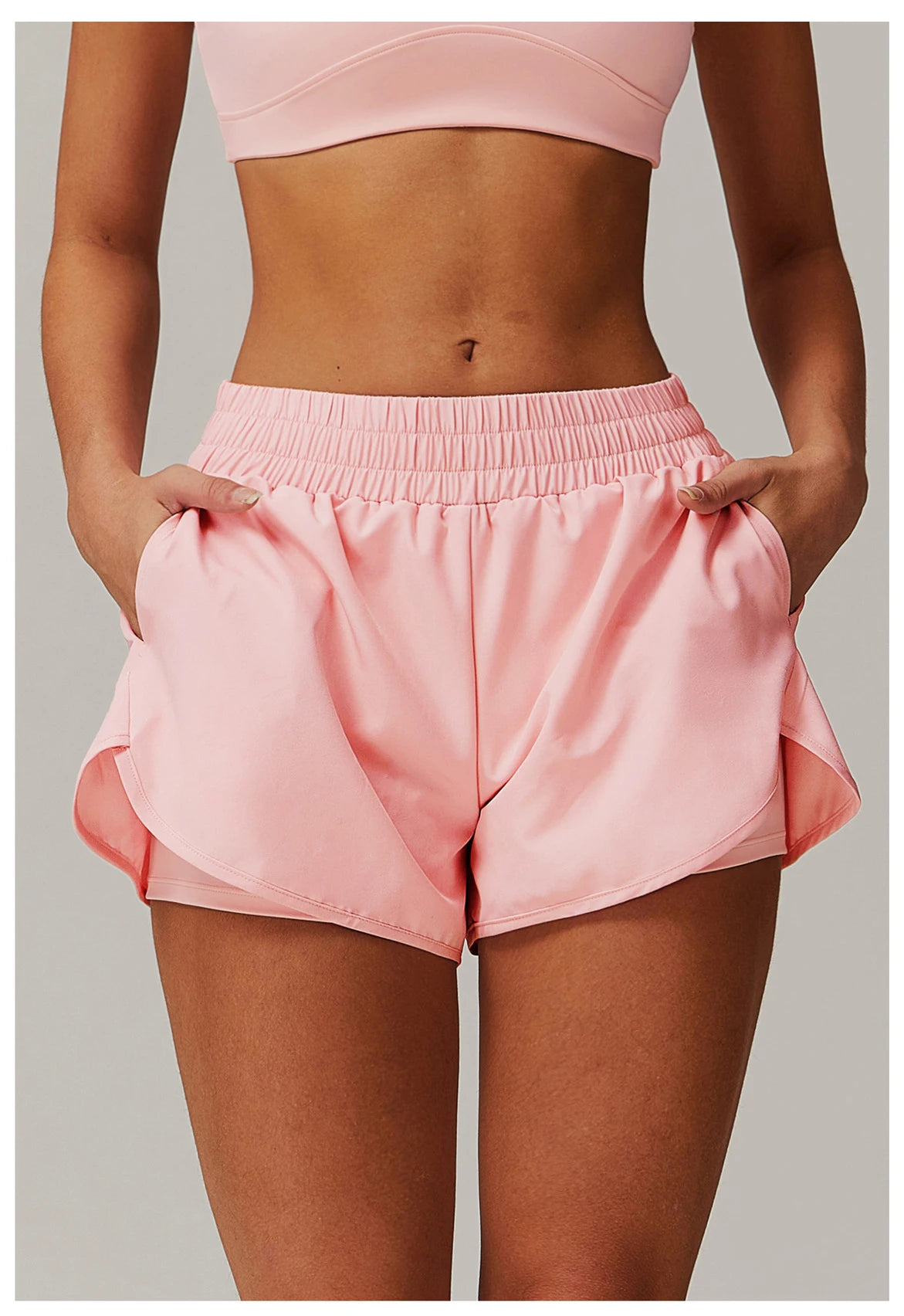 Elastic Sports Shorts With Pockets