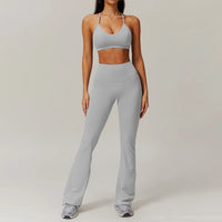 Women Tracksuits Workout Long Sleeve Bra Crop Top High Waist Leggings Set