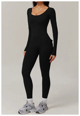 Long Sleeve Sexy Back U Jumpsuit