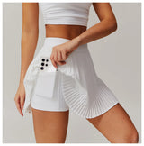 High Waist Women Pleated  Pocketed Tennis Short Skirts