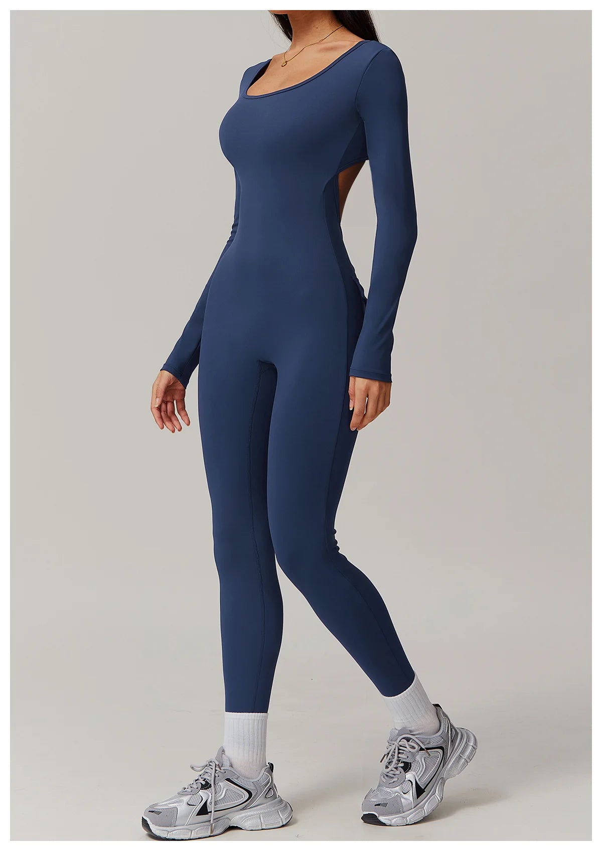 Long Sleeve Sexy Back U Jumpsuit