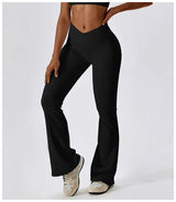 Cross Waist Head  High Waist Fitness Flare Leggings