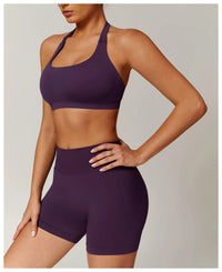 Seamless Halter Open Back Sports Bra