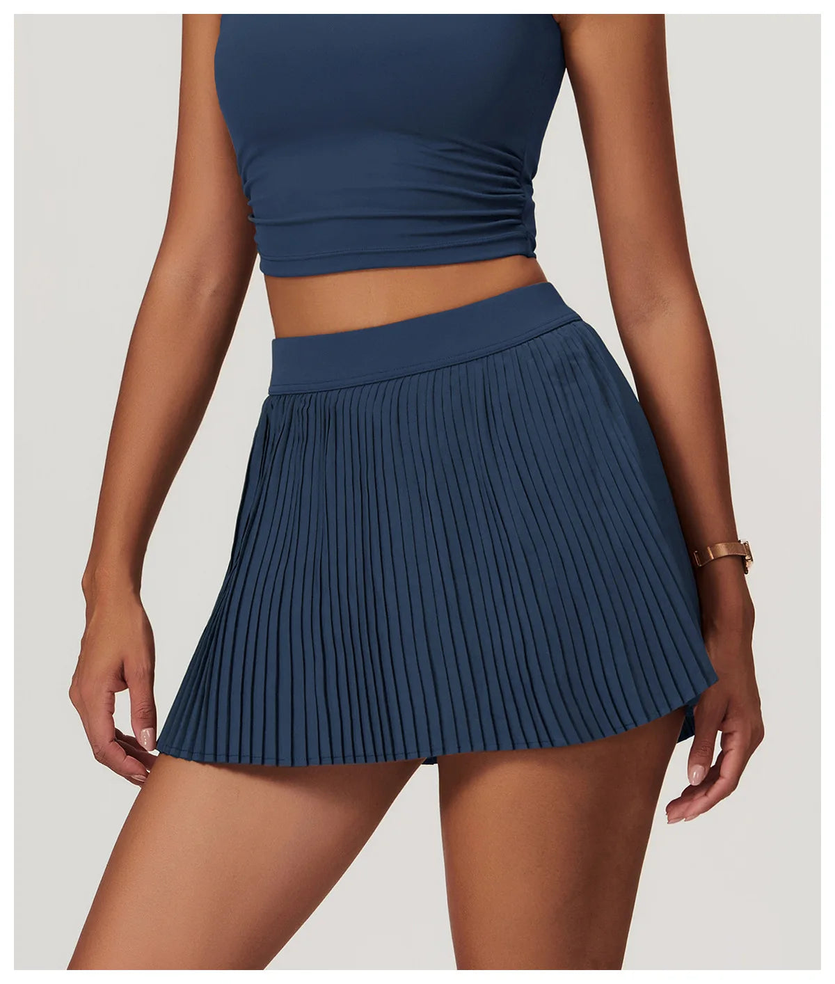 High Waist Women Pleated  Pocketed Tennis Short Skirts