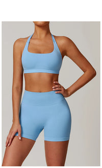 Seamless Halter Open Back Sports Bra