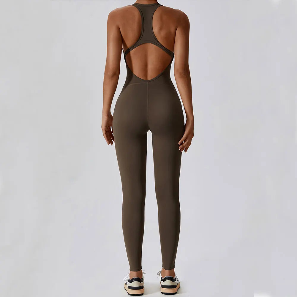 Sleeveles V Back Yoga Jumpsuit