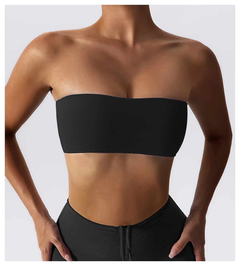 Strapless Bustier Breathable Elastic Sports Bra