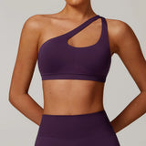 Seamless Push Up One Shoulder Shockproof Sports Bra