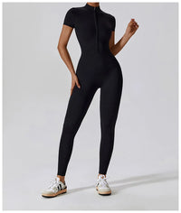 Tracksuit One-Piece Zipper Short Sleeve  Jumpsuits