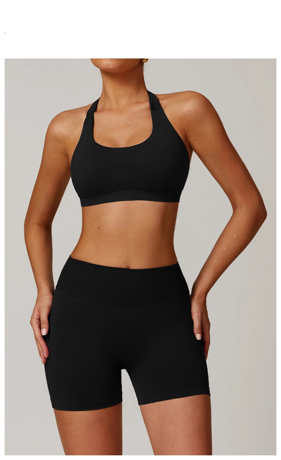 Seamless Halter Open Back Sports Bra