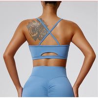 Nude Feeling Cross Strap Elastic Sports Bra