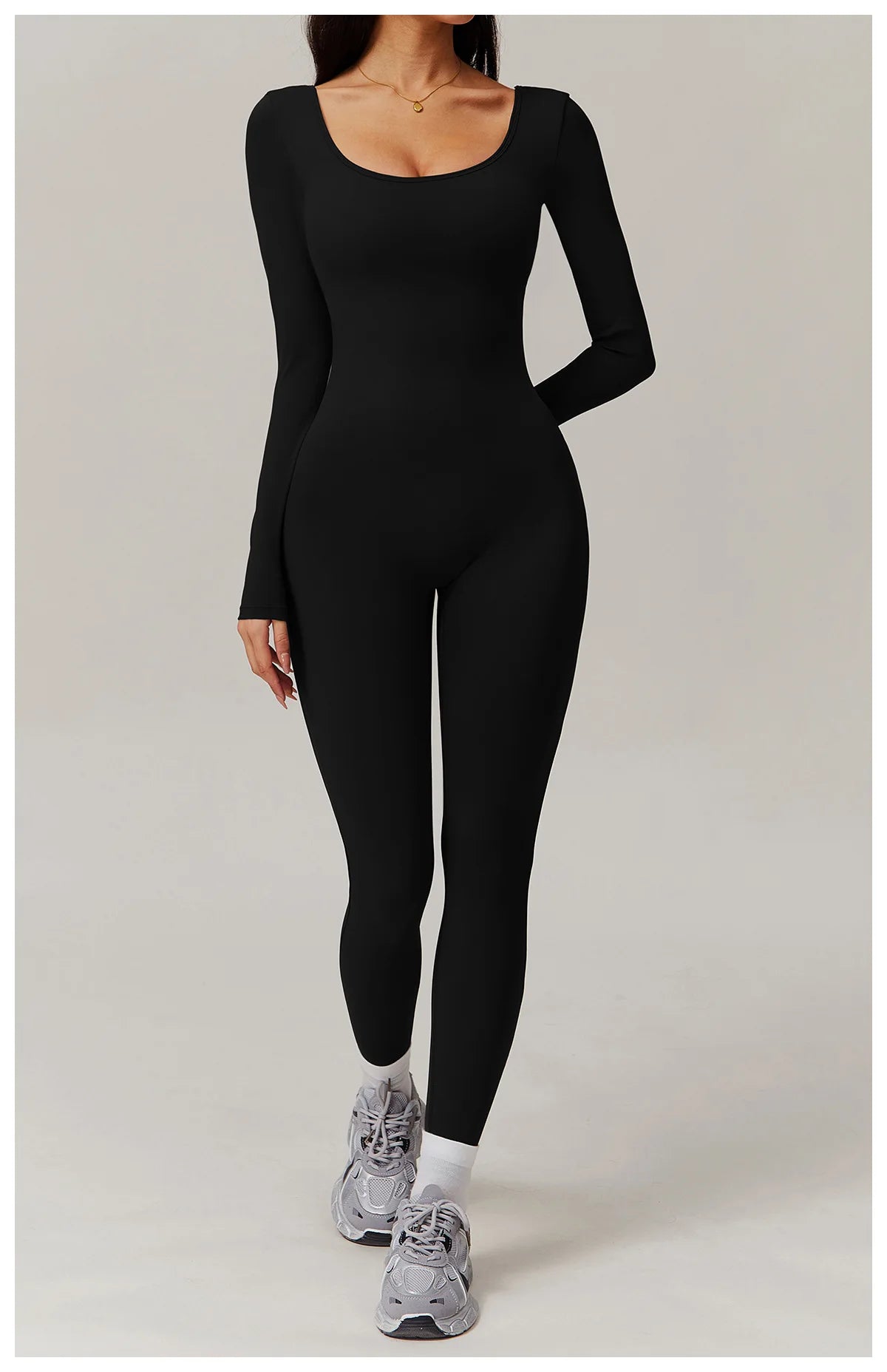 Long Sleeve Sexy Back U Jumpsuit