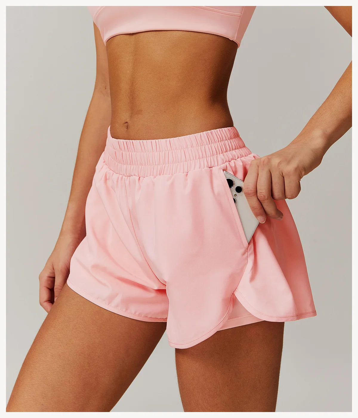 Elastic Sports Shorts With Pockets