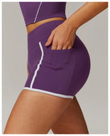 Elastic Yoga Shorts High Waist With pocket