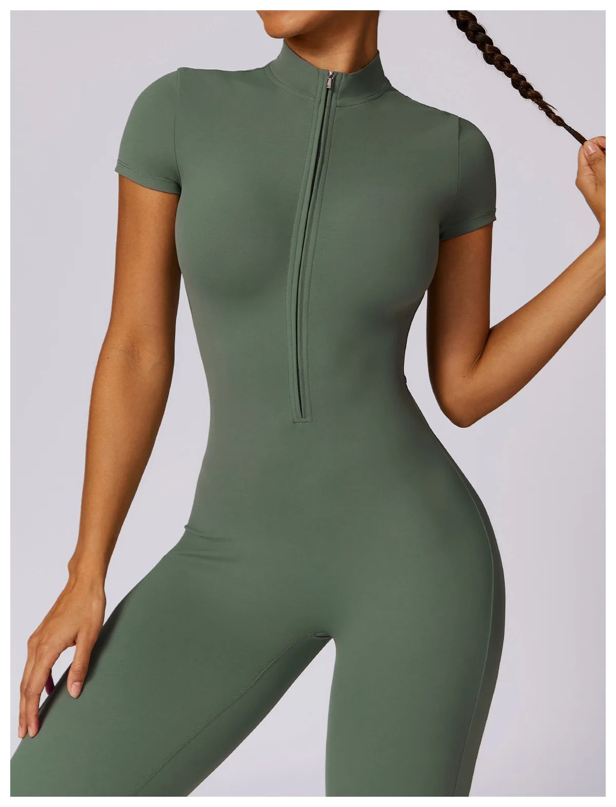 Tracksuit One-Piece Zipper Short Sleeve  Jumpsuits