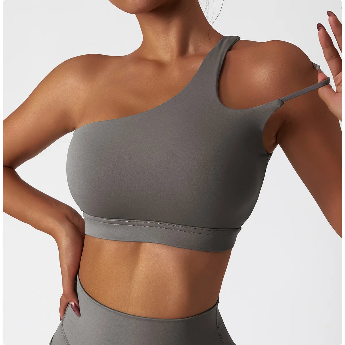 Oblique Shoulder Yoga Sport Bra