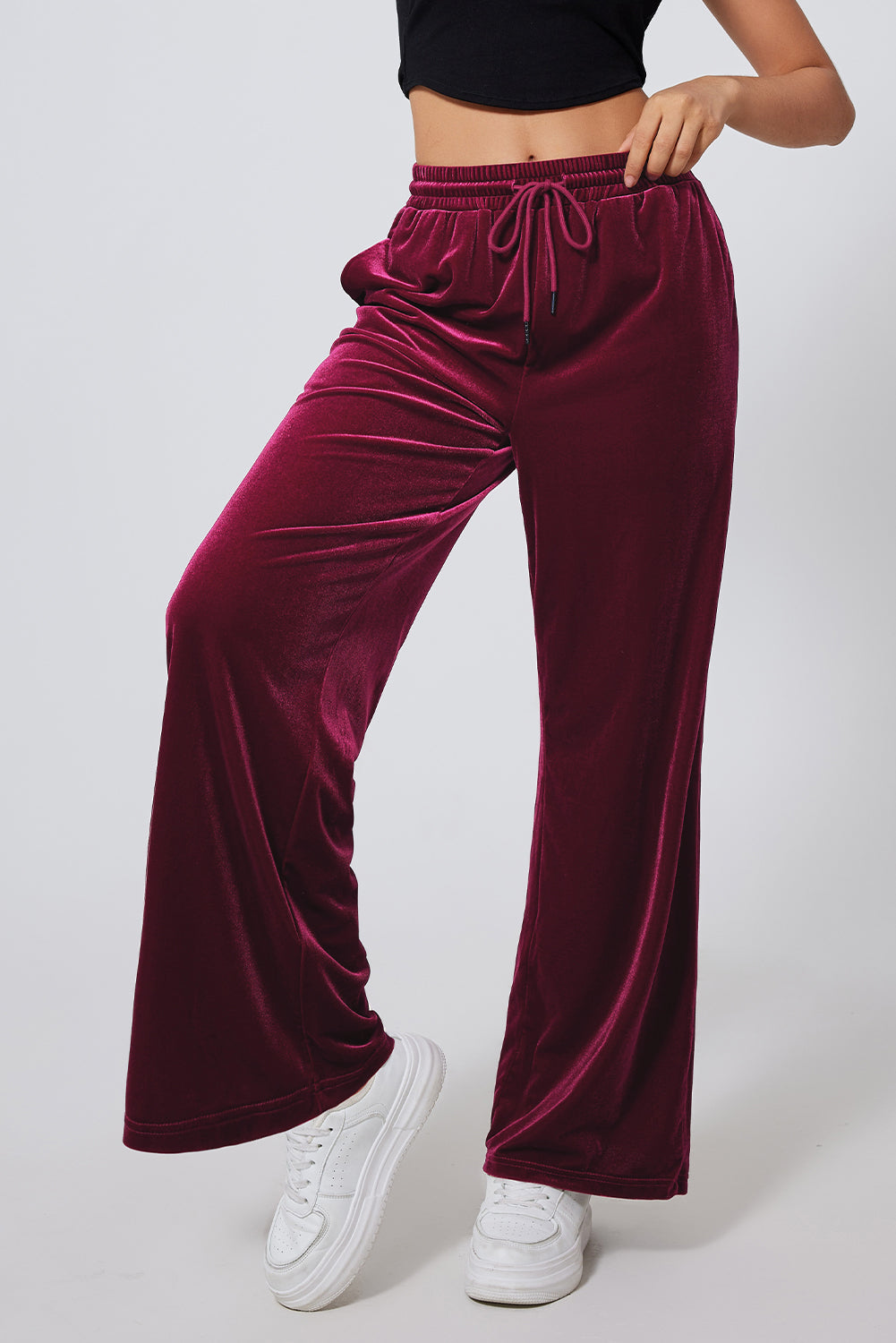 Soft Drawstring Wide Leg Active Pants