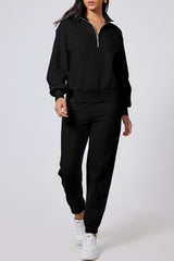 Half Zip Long Sleeve Top and Joggers Active Set