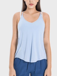 Slit Spaghetti Strap Scoop Neck Active Cami